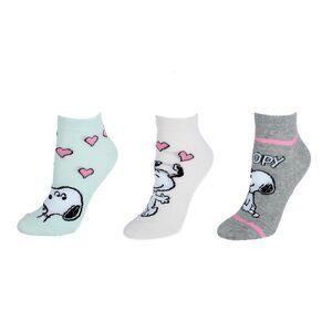 Textiel Trade Women's Peanuts Snoopy Sneaker Socks (3 Pair)
